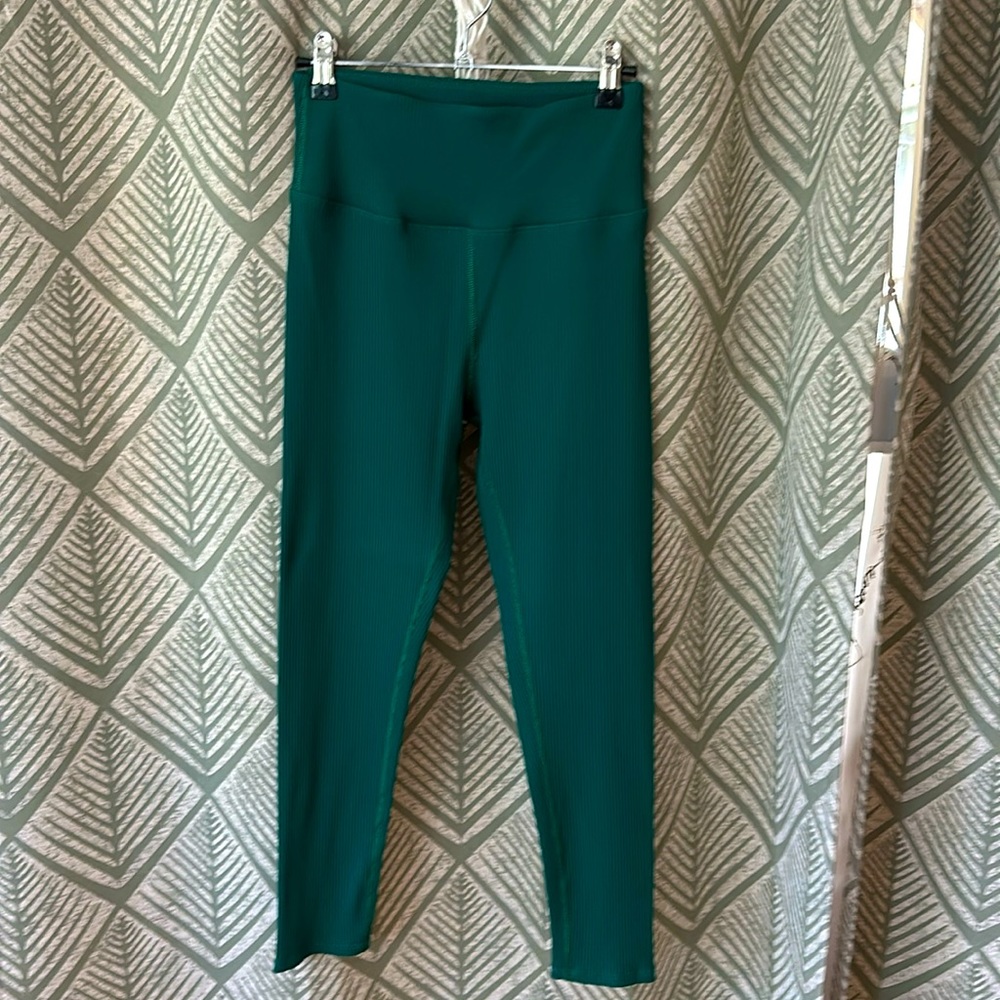 NWOT Carbon 38 Ribbed 7/8 Leggings in Green Size Medium